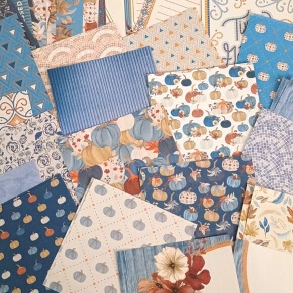 Blue Harvest Pumpkin 6x6 Cardstock Mini Kit 40+ Pcs - Picture 2 of 8